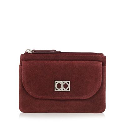 Dark red suede coin purse